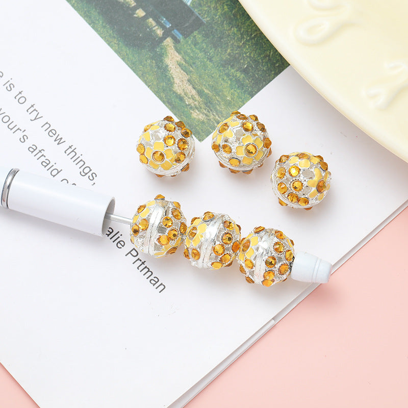 Round Rhinestone Beads 16mm Clustered Crystal Alloy 10pcs 10