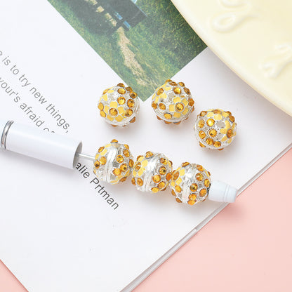 Round Rhinestone Beads 16mm Clustered Crystal Alloy 10pcs 10