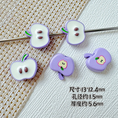 Apple Metal Beads 13mm Glossy Painted Multicolor 10pcs 10