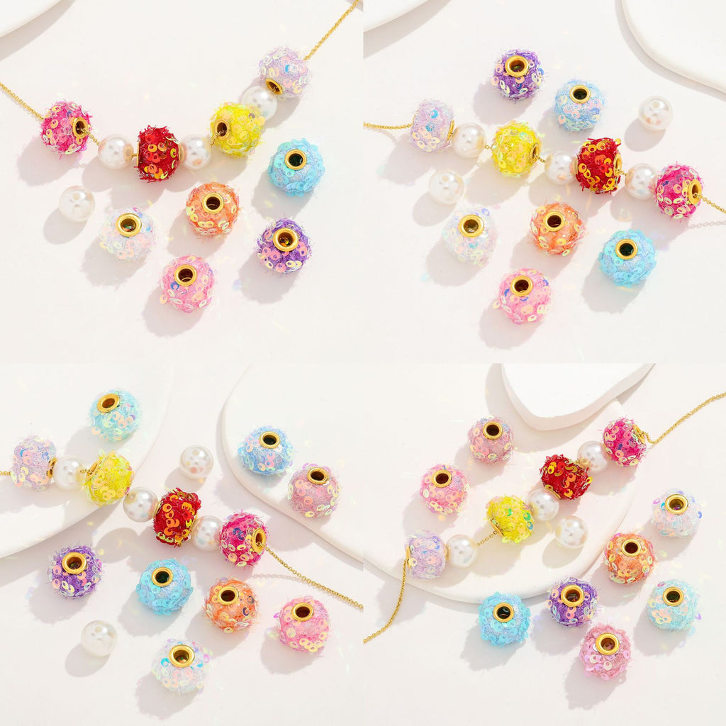 Fabric Glitter Sequin Spacer Beads 16mm 50pcs 3