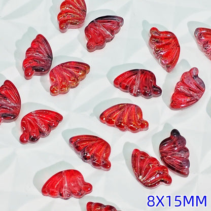Iridescent Half Butterfly Wings Glass Beads 8x15mm 50pcs 14