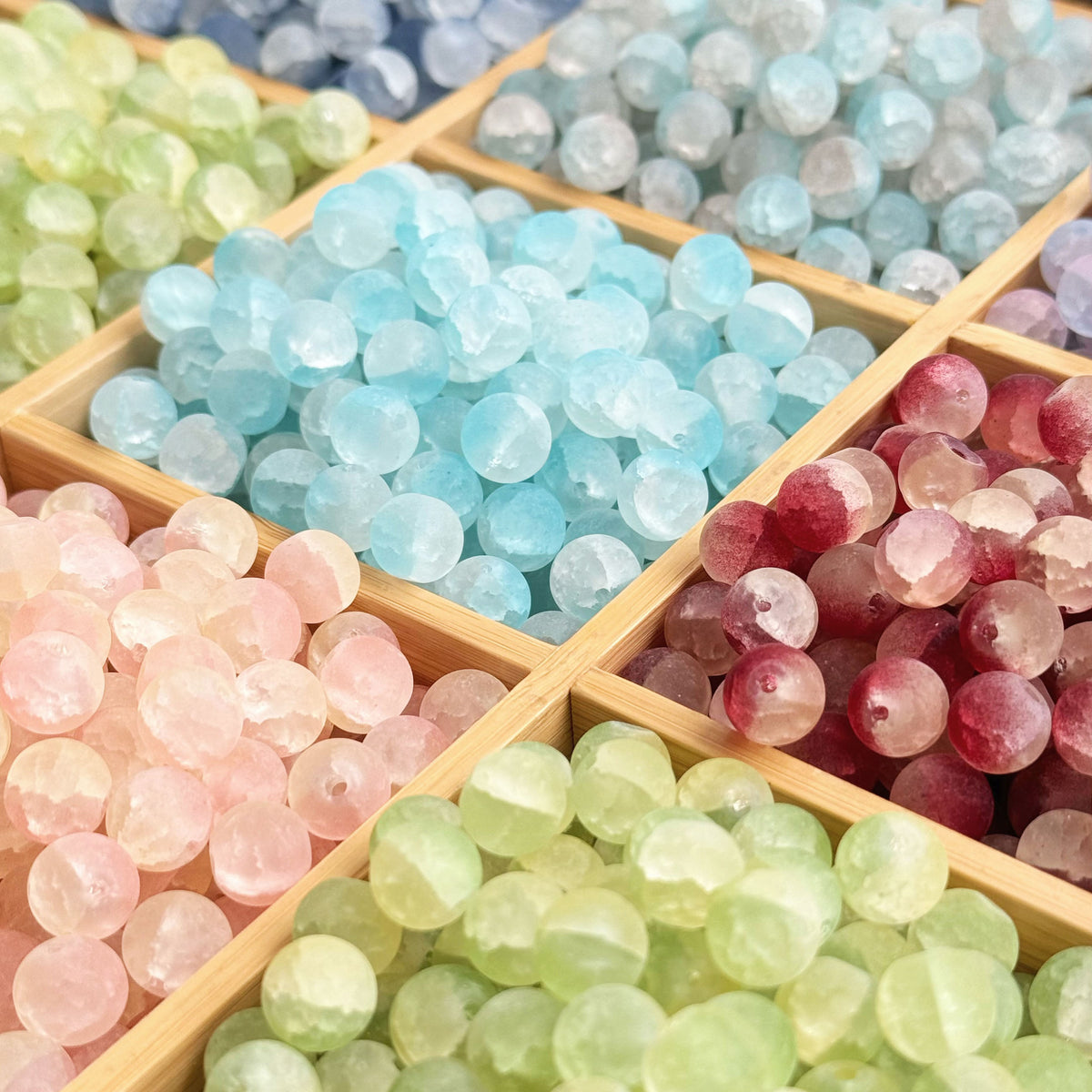 Frosted Round Glass Beads 10mm Jade Crushed Texture 30pcs 3