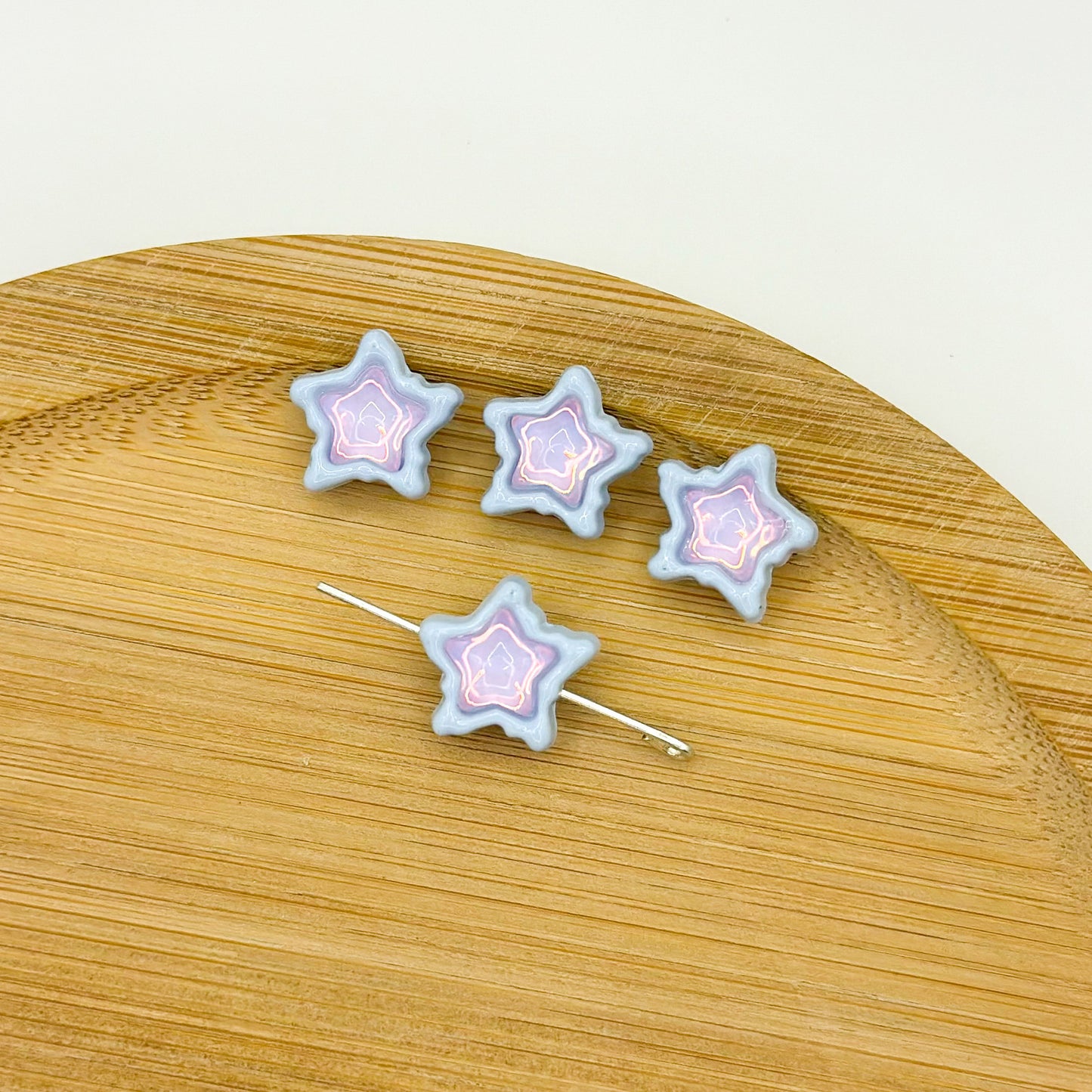 Star Metal Beads 13mm Baking Painted Zircon Embedded 10pcs 10