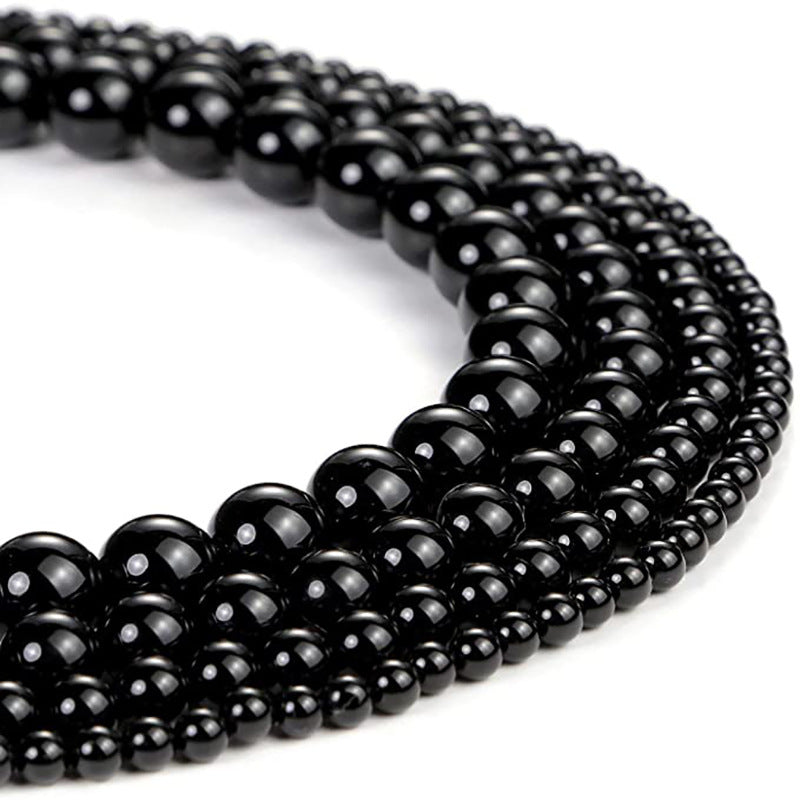 Electroplated Round Glass Beads 4-10mm Imitation Jade Black White 8