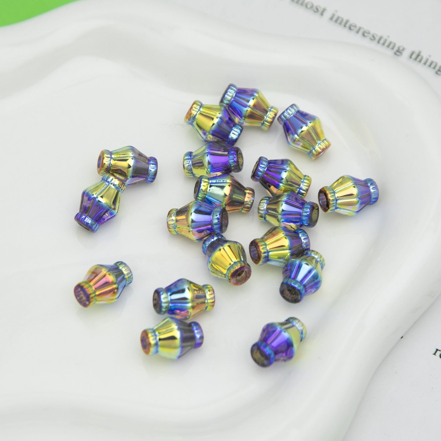 Plated Rhombus Acrylic Beads 13mm Transparent Iridescent 20pcs 14
