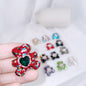Polymer Clay Heart Rhinestone Beads Christmas Tone 6pcs 8