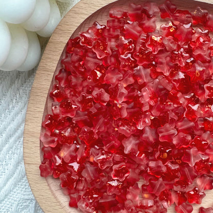 Frosted Pentagonal Star Glass Beads 8mm Soft Glow with Gold Flecks 30pcs 13