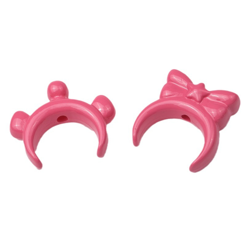Glossy Painted Crescent Acrylic Beads 22-24mm Cartoon Hairband 50pcs 2