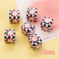 Plaid Sunflower Square Acrylic Beads 14mm Colorful Floral 10pcs 7