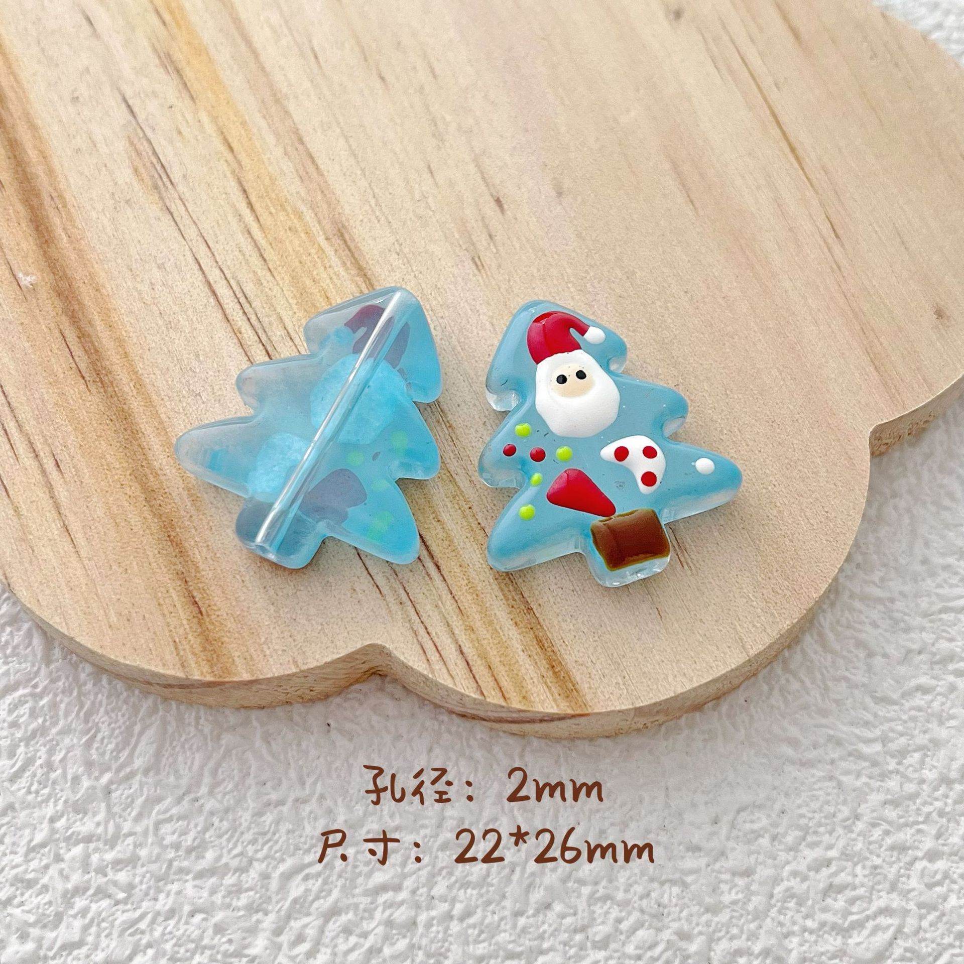 Hand Painted Christmas Tree Glass Beads 26mm Cartoon Pattern 1pc 9