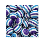Striped Bubblegum Beads 20mm Mermaid Style Purple Blue White Chunky 10pcs 2