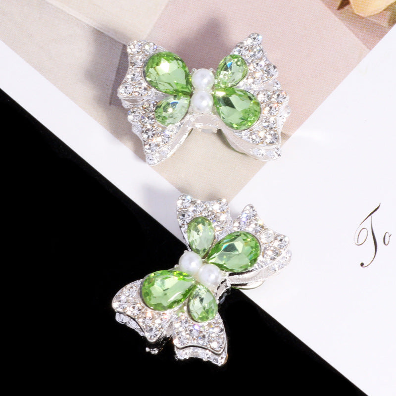 Faceted Bow Rhinestone Beads 25mm Full Pave Alloy 3pcs 8