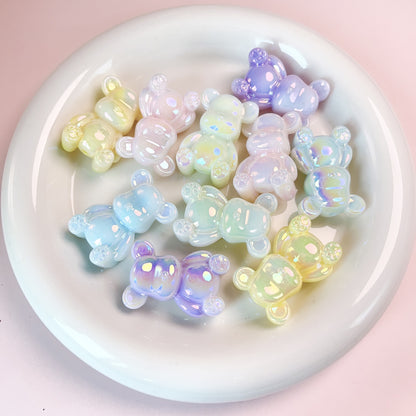 Glow In The Dark Plating Bear Acrylic Beads 24-34mm Two-Color 5pcs 11