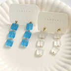 Frosted Square Glass Beads 12mm White Blue Green 10pcs 4