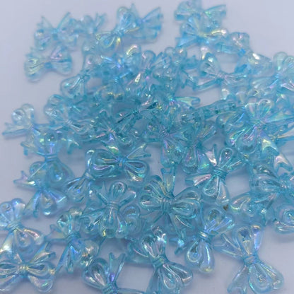 Colored Clear Bow Ribbon Acrylic Beads 18mm Translucent 100pcs 23