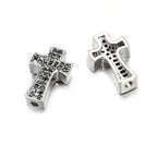 Brass Cross Metal Beads 14mm Punk Cubic Zirconia Pavé 10pcs 6