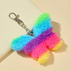 Plush Striped Butterfly Keychain Cartoon Zinc Alloy Colorful Soft 2