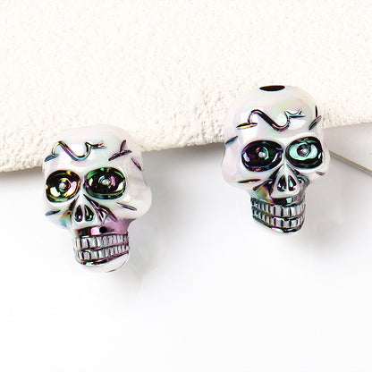 Halloween AB Color Plated Skull Acrylic Beads 17.5-23mm 4