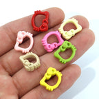 Hollow Kitty Metal Beads 16mm Painted Plating Alloy 20pcs 4