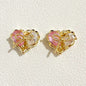 Brass Heart Metal Beads 12x10mm Zirconia Embeded Bow 5pcs 3
