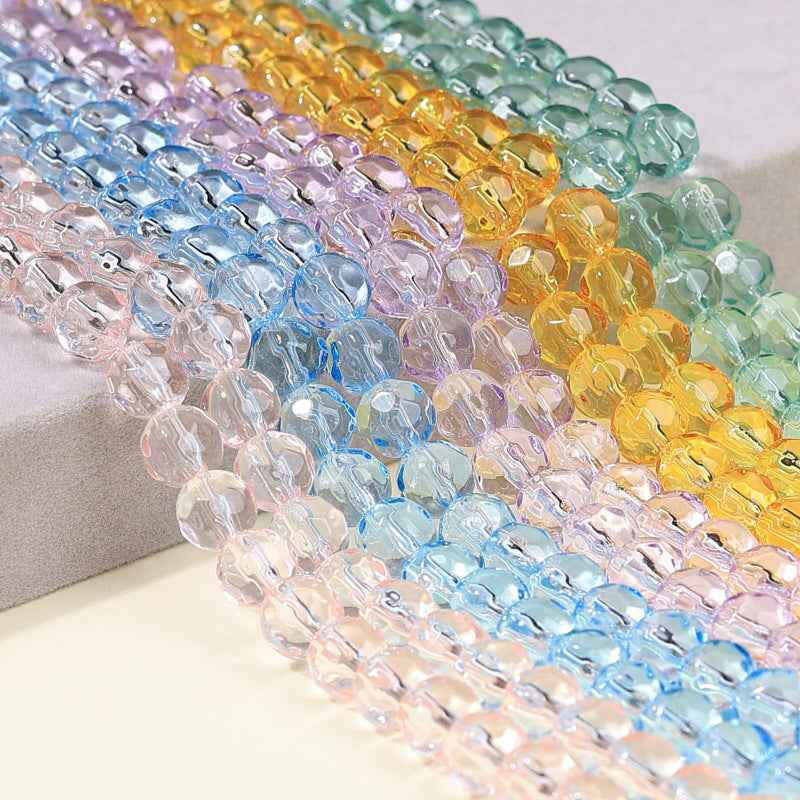 Faceted Round Glass Beads 10mm Clear Pastel Colors 50pcs