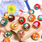Plating Cartoon Acrylic Beads 16mm Santa Claus Reindeer Printed 50pcs