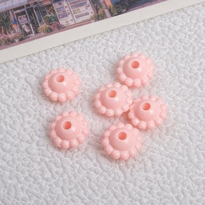 Acrylic Flower Spacer Beads 9mm Baking Painted 100pcs 7