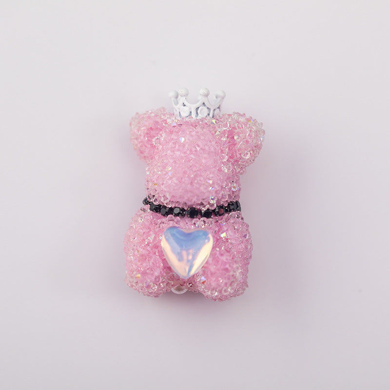 Sugar Crown Bear Rhinestone Focal Beads Alloy with Rhinestones 10pcs 11