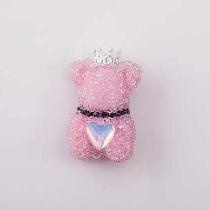 Sugar Crown Bear Rhinestone Focal Beads Alloy with Rhinestones 10pcs 11
