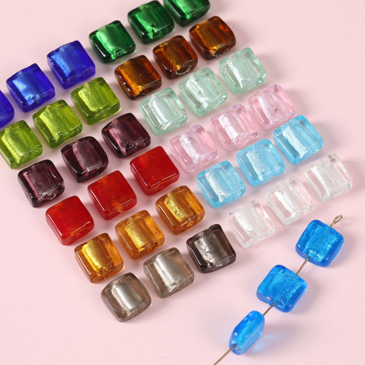 Vintage Transparent Lampwork Square Glass Beads 12mm 20pcs 4