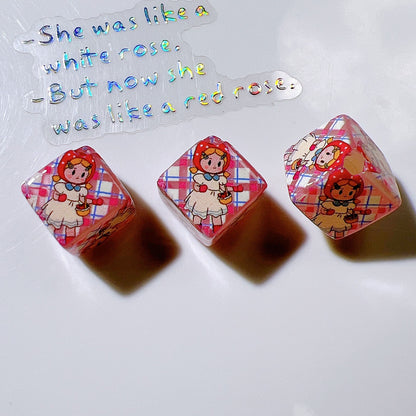 Pretty Girl Printed Square Acrylic Beads 14mm Diagonal Hole 10pcs 10