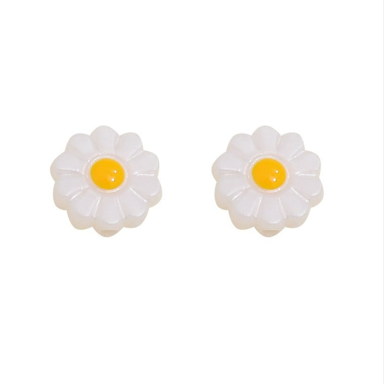 Imitation Shell Daisy Acrylic Beads 11mm Enamel Painted 20pcs 5