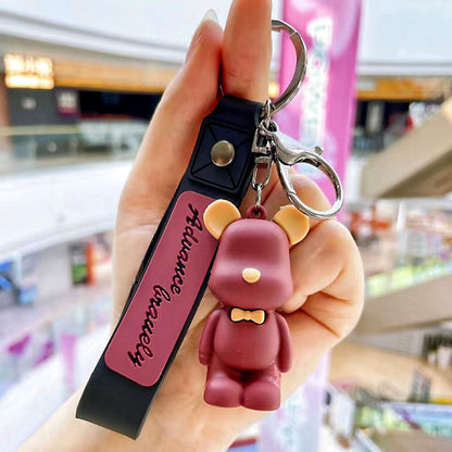 Silicone Bear Couple Keychain Nordic Style Soft Bow Tie Charm 7