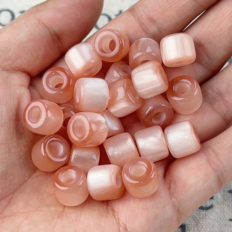 Gradient Color Resin Barrel Beads 10mm Chunky Navy to Sky Blue 10pcs 17