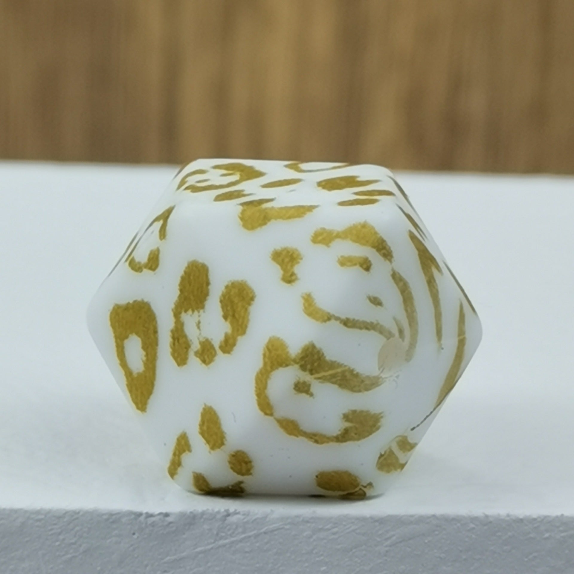 14mm Hexagon Silicone Beads Printed Camouflage Leopard Design 50pcs