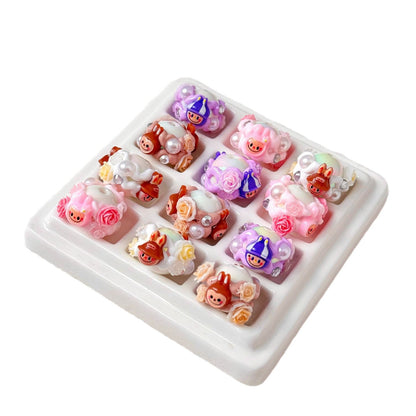 Hand Painted Floral Labub Acrylic Beads 16mm 10pcs 5