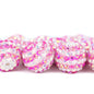 Striped Bubblegum Beads 16-22mm Rose Red White Resin Rhinestone 5pcs