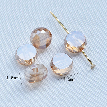 Electroplated Flat Cut Glass Beads 7.5mm 12mm Vibrant Colors 10pcs 13