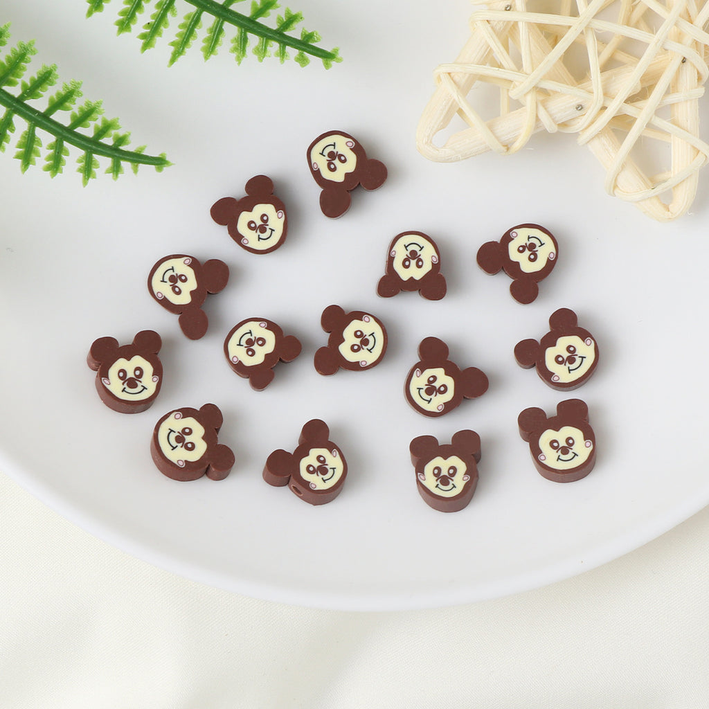 Character Flat Clay Beads 10mm Mickey Minnie Faces 100pcs 3
