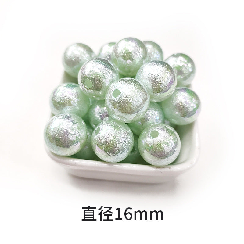 Plating Round Acrylic Beads 16mm Iridescent Wrinkle Texture 50pcs 9