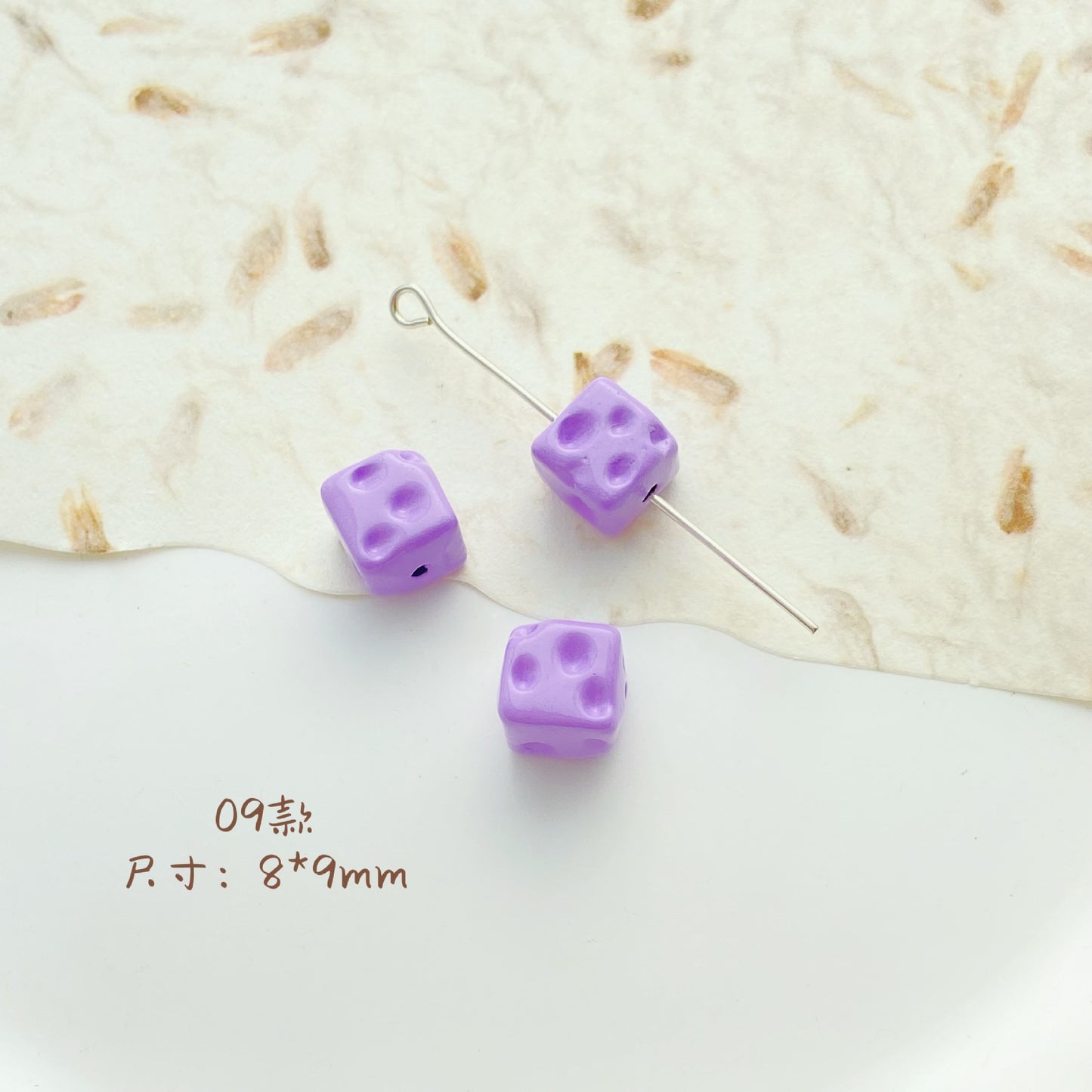Cat Strawberry Moon Metal Beads Purple Tone Baking Painted 10pcs 11