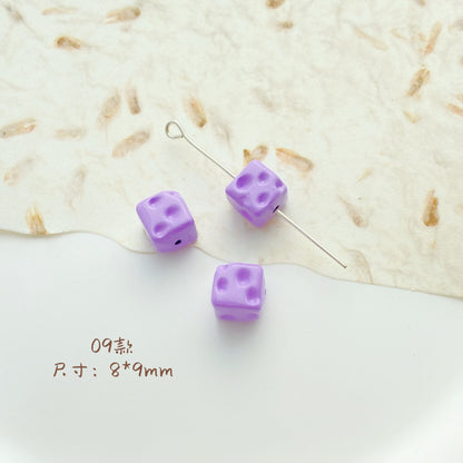 Cat Strawberry Moon Metal Beads Purple Tone Baking Painted 10pcs 11
