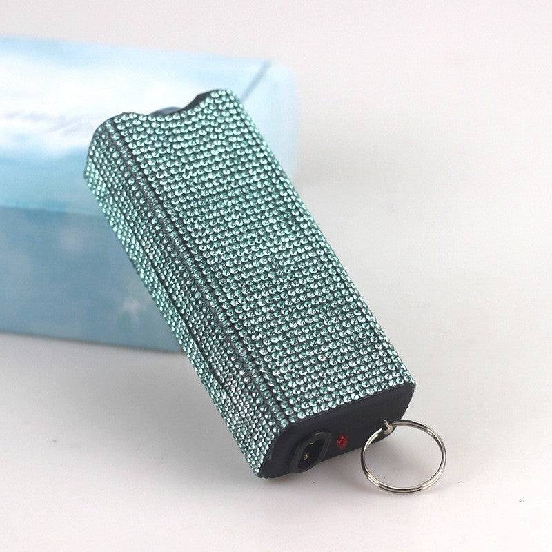 Rhinestone Self Defense Keychain Rechargeable Flashlight Electric Shock 5