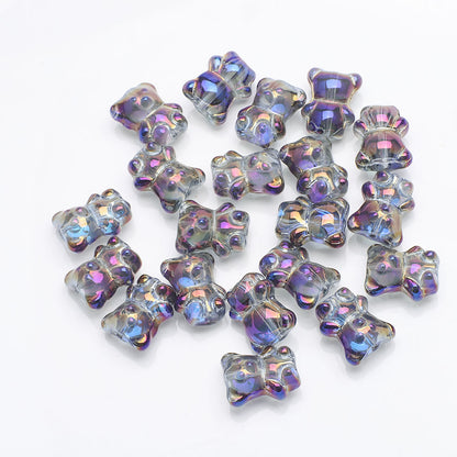 Electroplated Bear Glass Beads 12mm 14mm Mixed Metallic Colors 20pcs 16