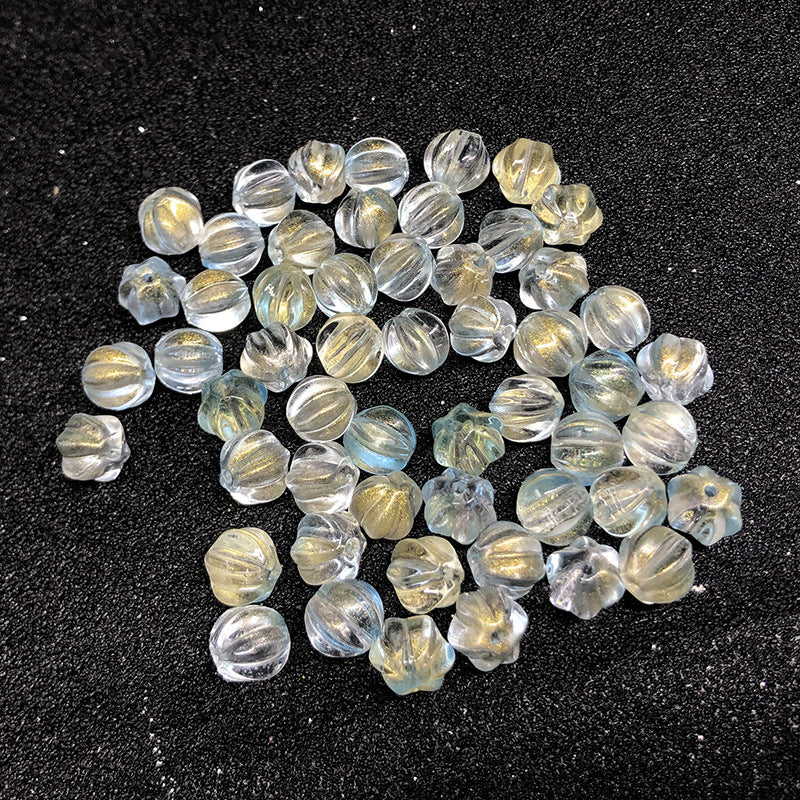 Czech Glass Beads Pumpkin 8mm Pastel Glow Grooved 100pcs 6
