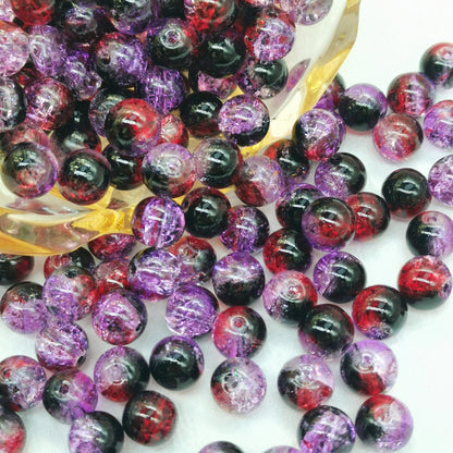 Crackle Glass Beads Round 10mm Transparent Mixed Colors 50pcs 55