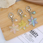 Acrylic Snowflake Keychain Colorful Iridescent Blue Christmas Charm 3