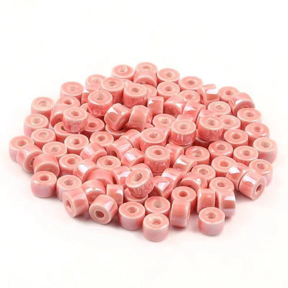 Cylindrical Ceramic Beads 6mm Glossy Rainbow Spacer 10pcs 7