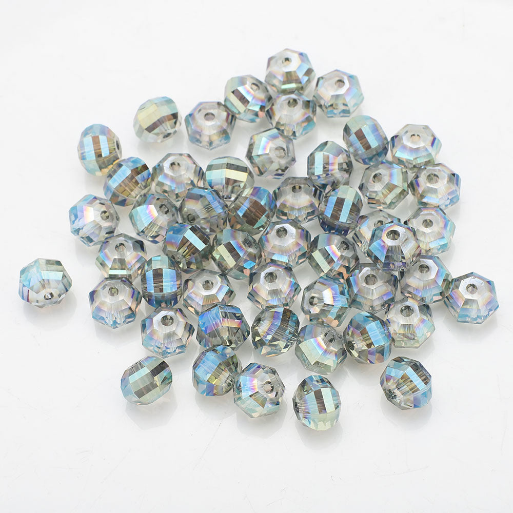 Faceted Glass Beads 8mm Watermelon Electroplated Iridescent 30pcs 22