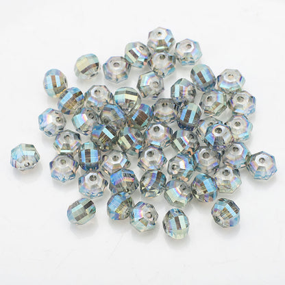 Faceted Glass Beads 8mm Watermelon Electroplated Iridescent 30pcs 22